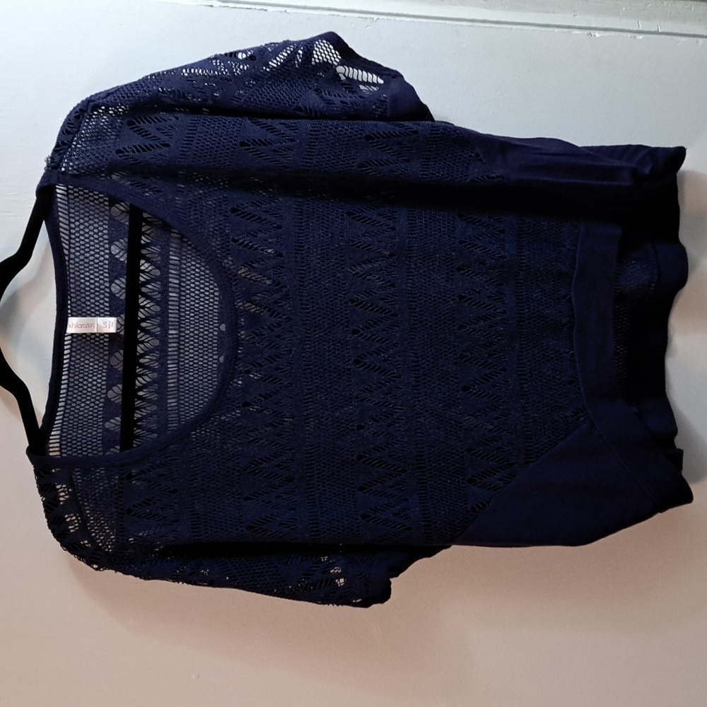 Xhilaration Dark blue lace style top size large